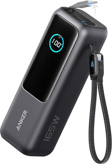 Anker Laptop Power Bank, 25,000mAh Portable Charger with Triple 100W USB-C Ports for Multi-Device Charging, Built-In and Retractable Cables, For iPhone 16/15 Series, Samsung, and More